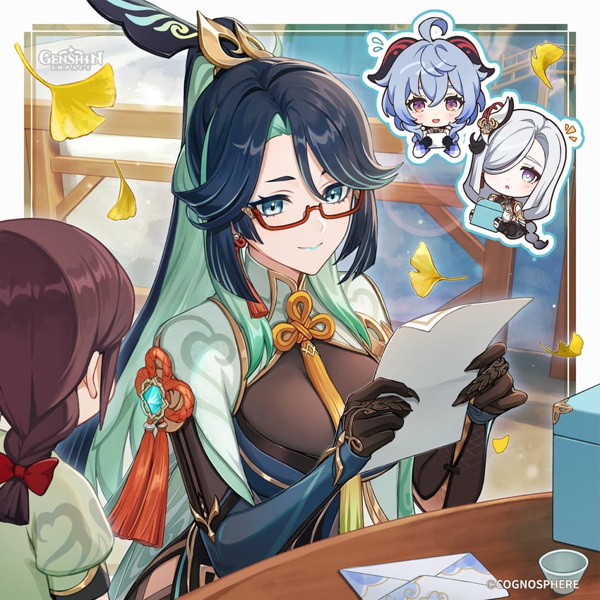 ganyu, shenhe, xianyun, and shuyu (genshin impact) drawn by tokki