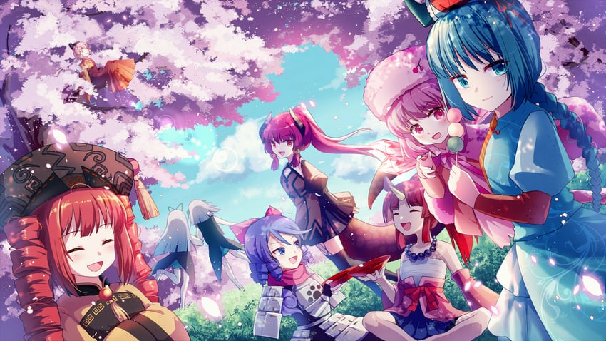 yasogami shuu, togura magura, kabutozukamori kikyou, ariwara no miyabiko, snow cordie, and 4 more (original and 2 more) drawn by akinomiya_asuka