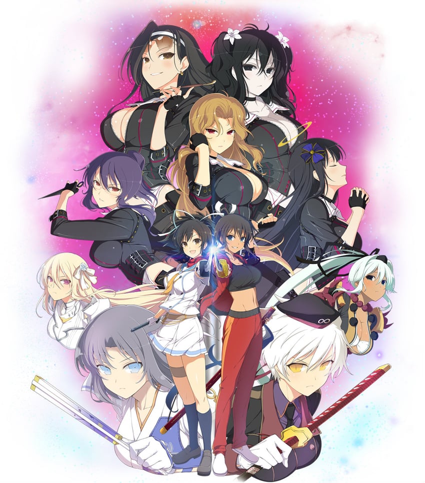 yumi, asuka, homura, miyabi, rin, and 6 more (senran kagura and 6 more) drawn by yaegashi_nan