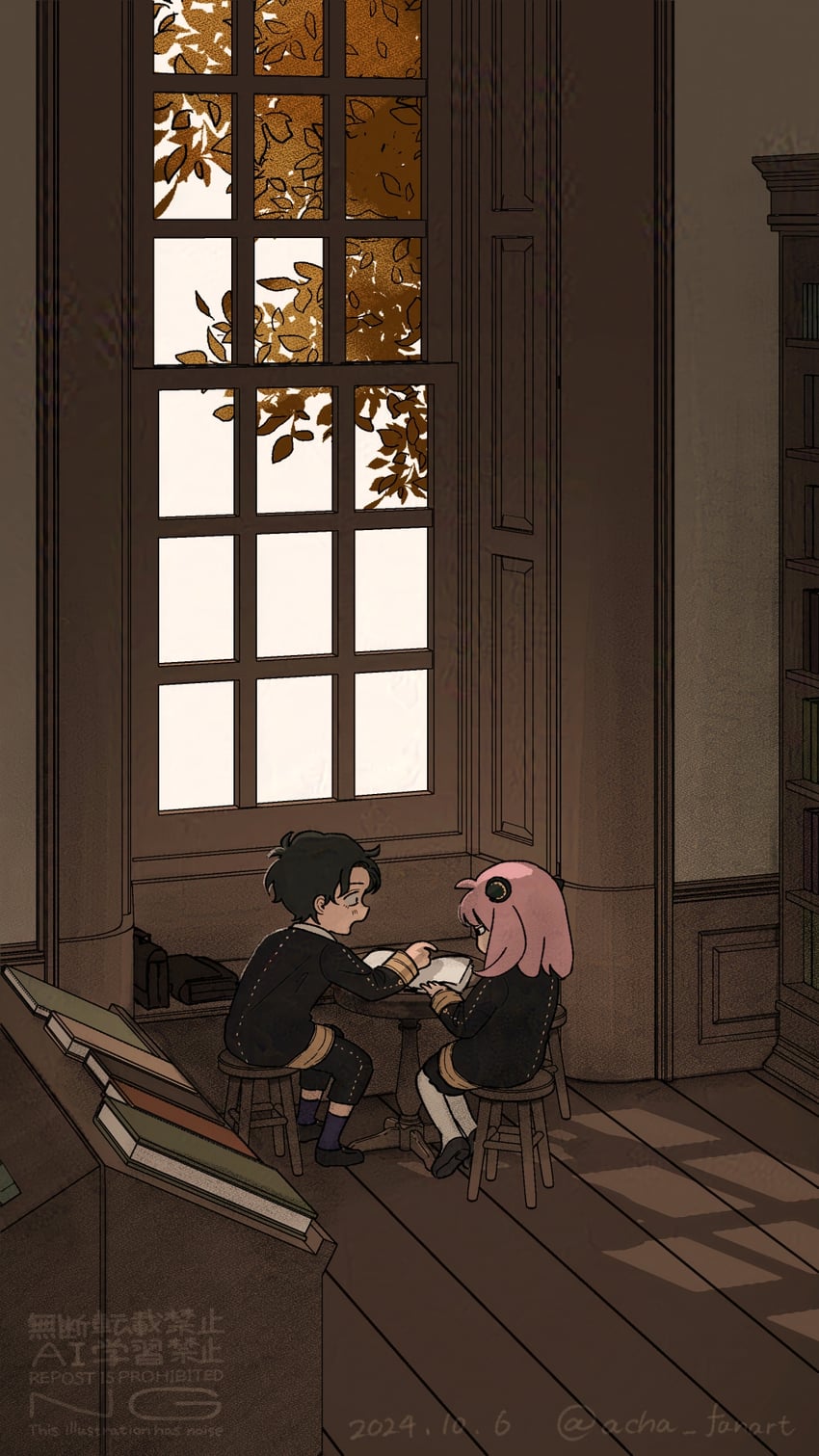 anya and damian desmond (spy x family) drawn by acha_fanart