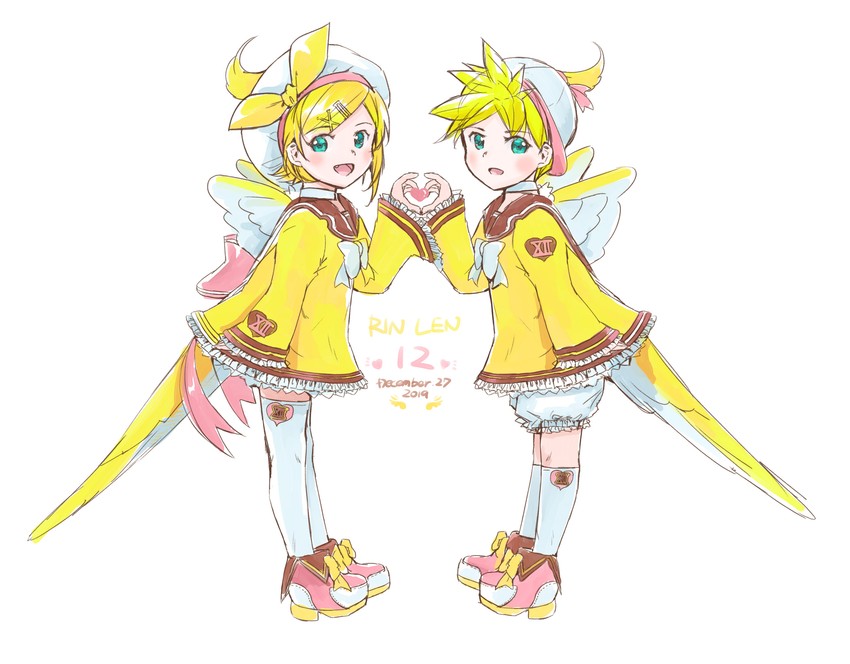 kagamine rin and kagamine len (vocaloid) drawn by mayo_riyo