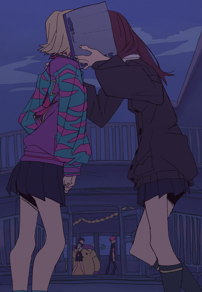 takarada rikka, hibiki yuuta, furuma ako, and marusa ramo (gridman universe) drawn by idlkllr