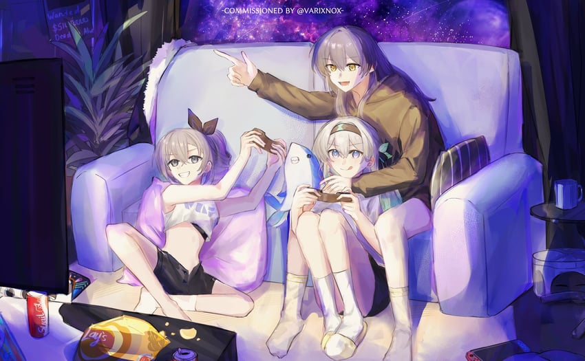 trailblazer, firefly, stelle, and silver wolf (honkai and 1 more) drawn by tdinhphung