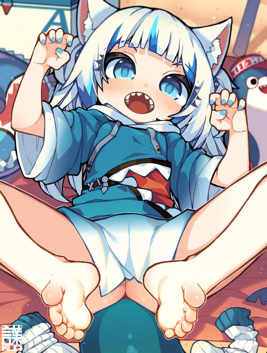 gawr gura and bloop (hololive and 1 more) drawn by kotoba_(1074421015)