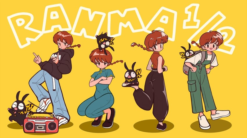 ranma-chan and p-chan (ranma 1/2) drawn by norixio