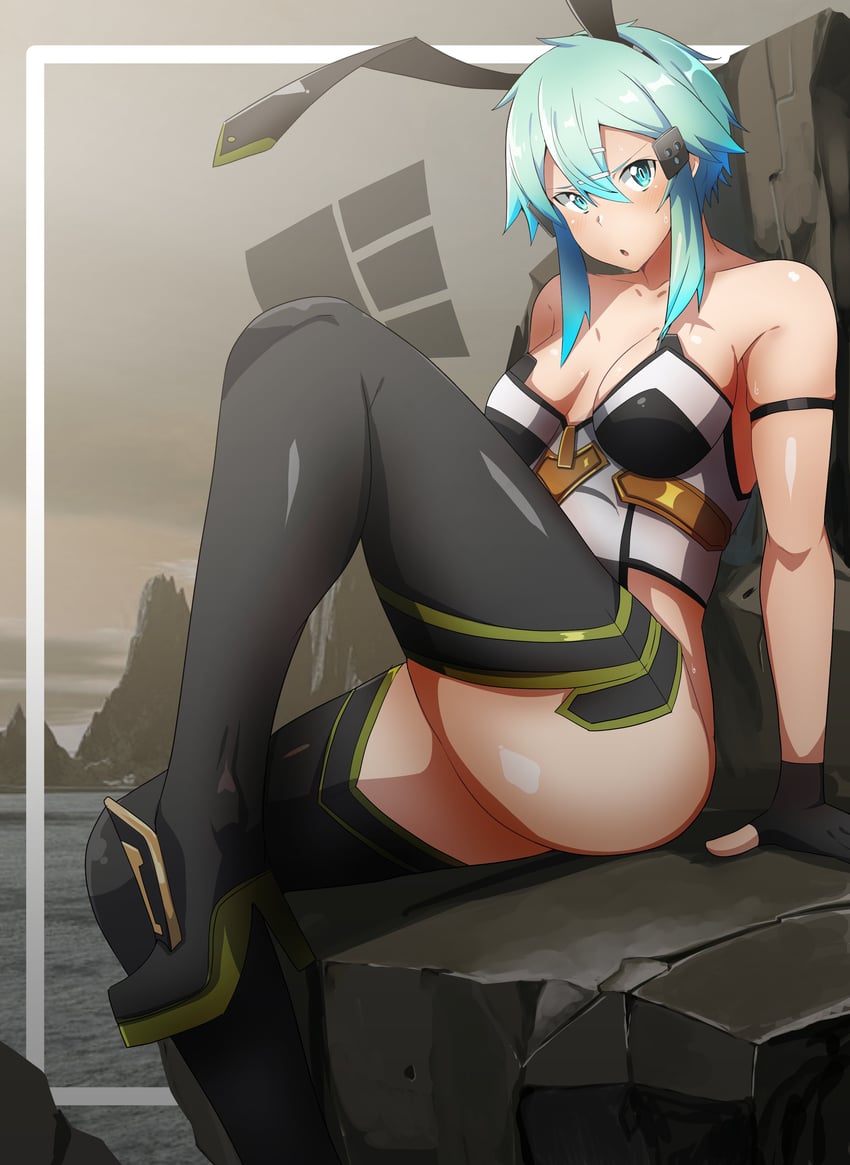 sinon (sword art online) drawn by omurice_(green_solenoid)