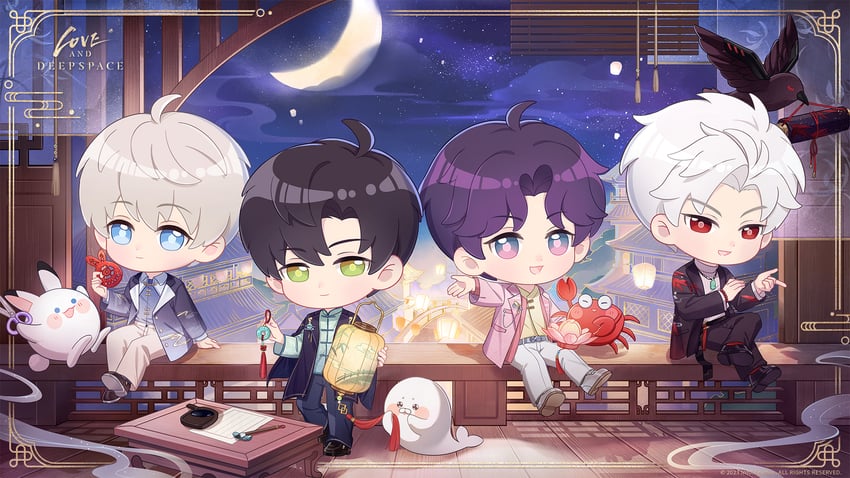 sylus, xavier, rafayel, zayne, and mephisto (love and deepspace)