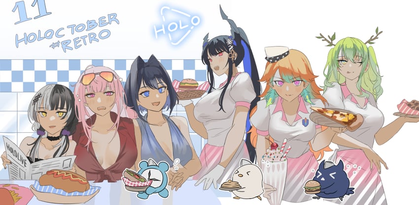 mori calliope, ouro kronii, takanashi kiara, ceres fauna, shiori novella, and 3 more (hololive and 1 more) drawn by set7