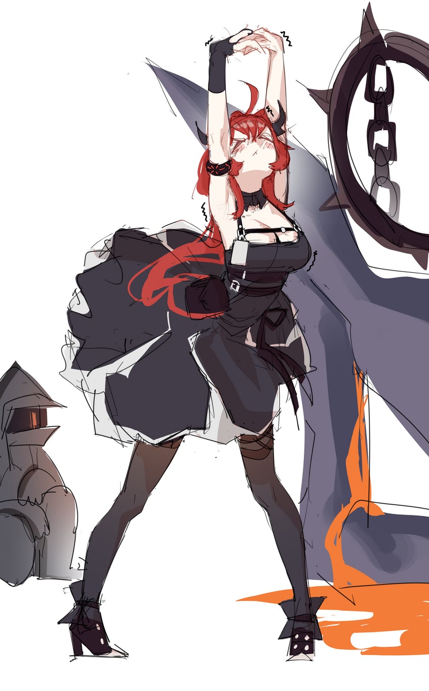 doctor, surtr, and surtr's golem (arknights) drawn by jeckylo1