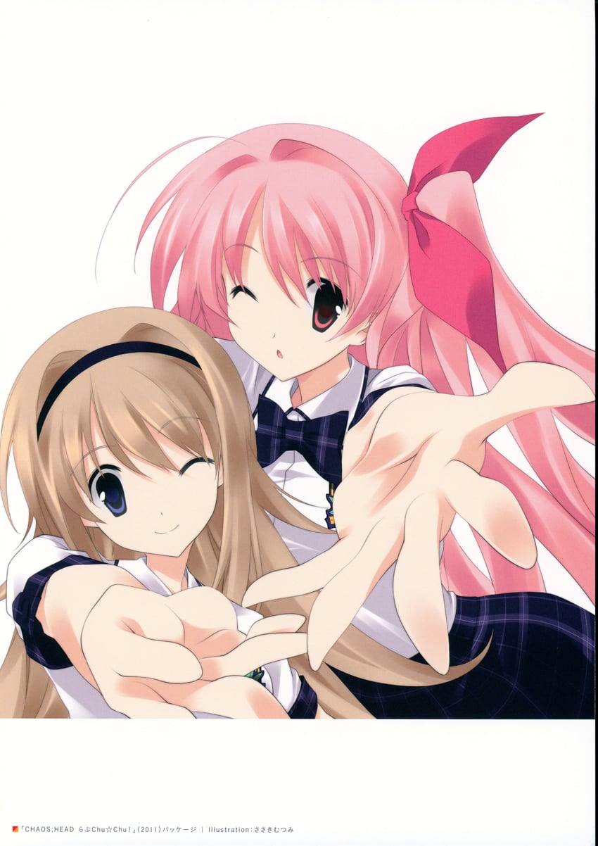 sakihata rimi and nishijou nanami (chaos;head and 1 more) drawn by sasaki_mutsumi