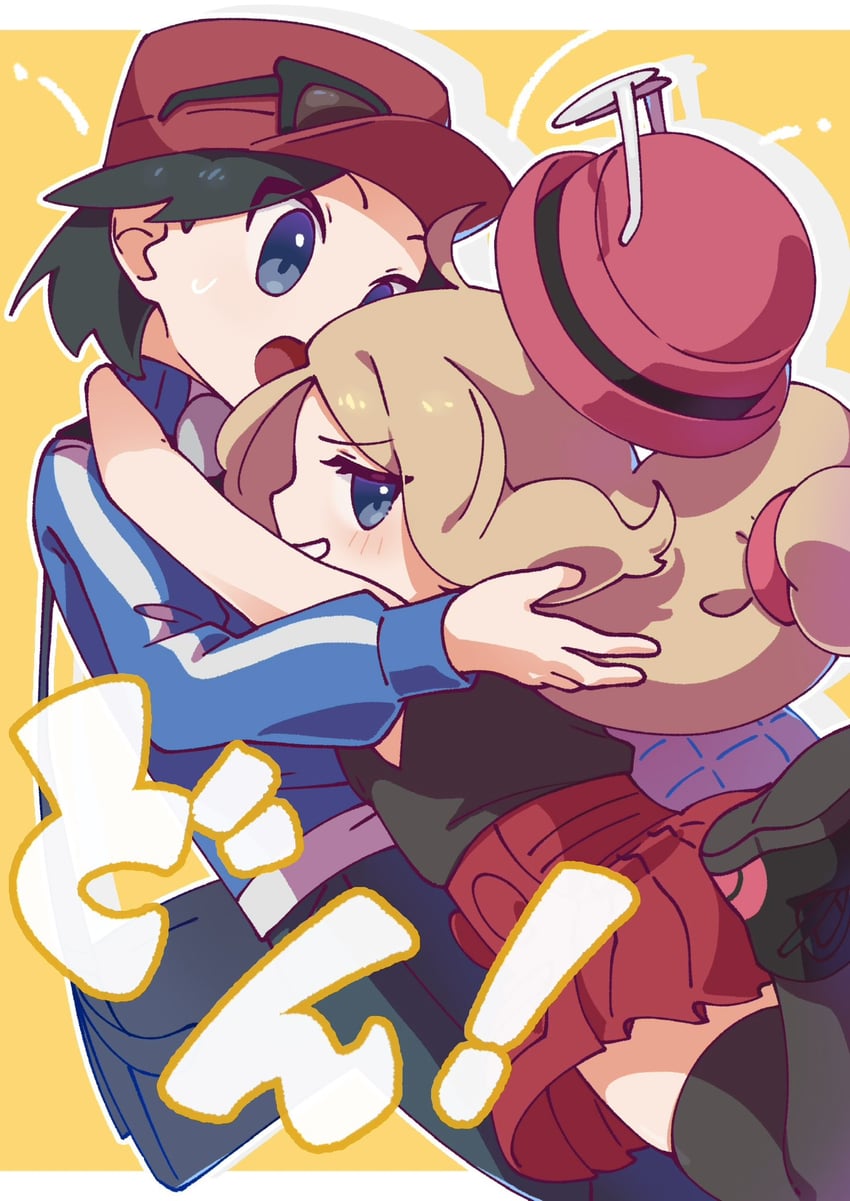 serena and calem (pokemon and 1 more) drawn by omochi_(omotimotittona3)