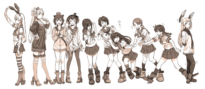 shimakaze, fubuki, amatsukaze, murakumo, yukikaze, and 5 more (kantai collection) drawn by hiro_(chumo)