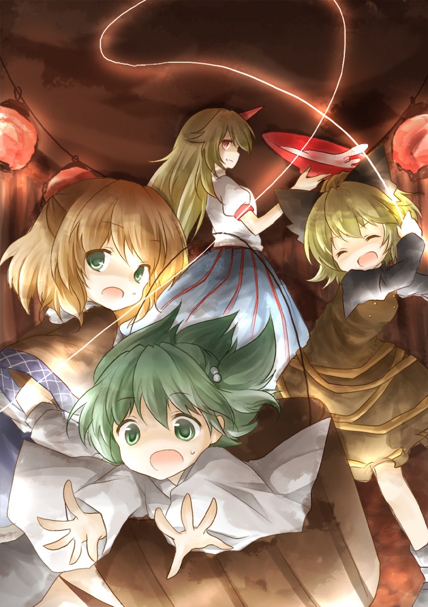 mizuhashi parsee, hoshiguma yuugi, kurodani yamame, and kisume (touhou and 1 more) drawn by hinase_kaguya