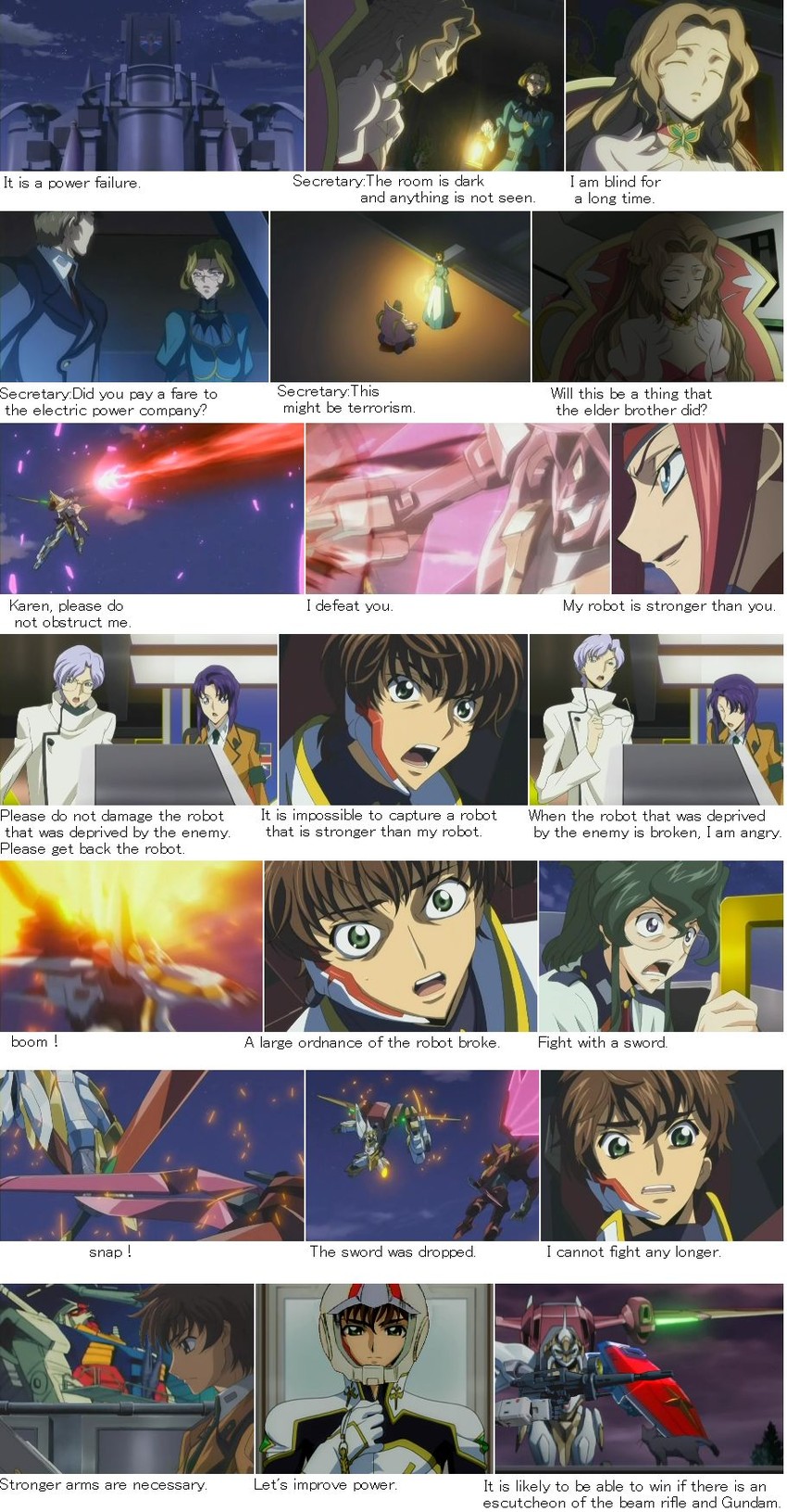 kouzuki kallen, kururugi suzaku, nunnally vi britannia, nina einstein, cecile croomy, and 3 more (gundam and 1 more)