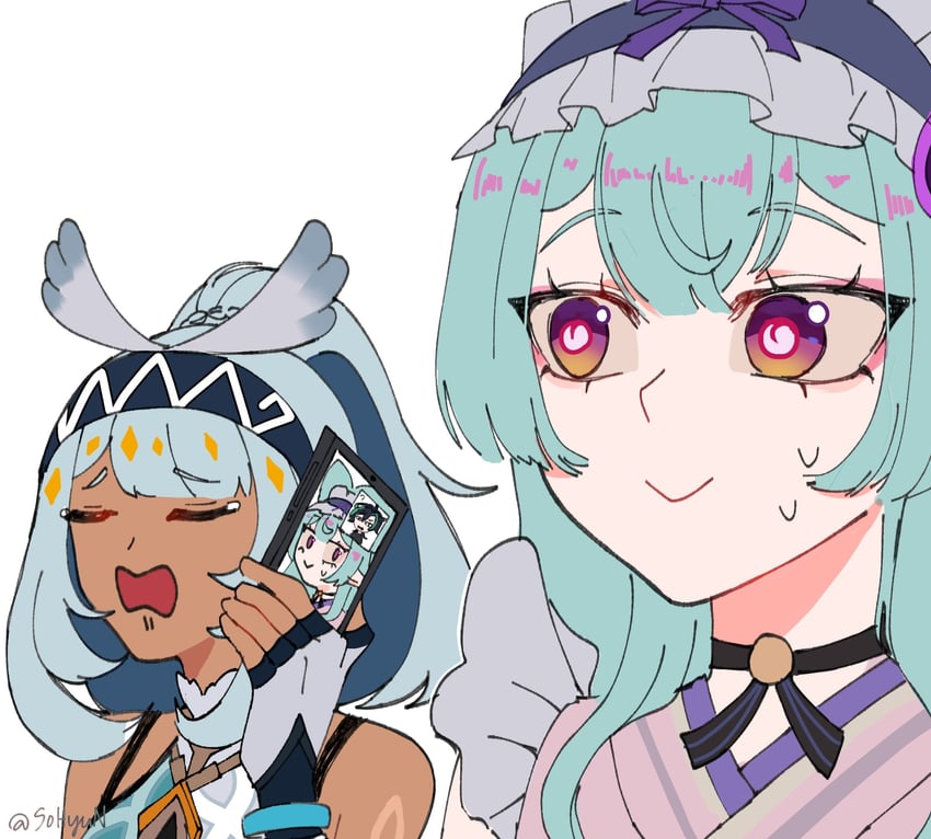 mualani, kinich, and yumemizuki mizuki (genshin impact) drawn by sohyun_24