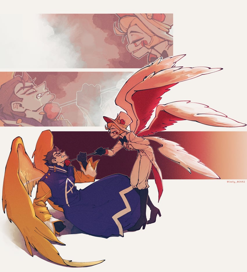 lucifer morningstar and adam (hazbin hotel) drawn by jelly_bear2