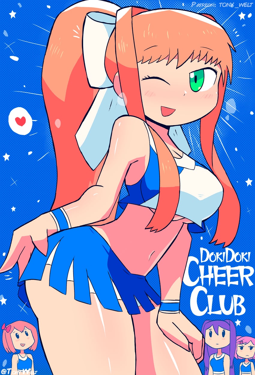 monika, natsuki, yuri, and sayori (doki doki literature club) drawn by tony_welt