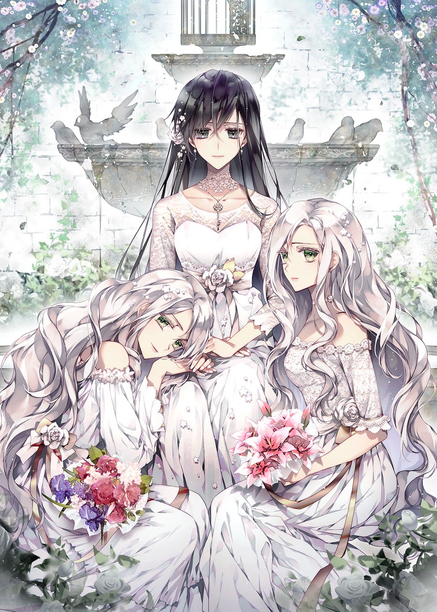 emilia cle, ophelia windrose, and elodie diantha (lia's bad ending) drawn by h_sueun