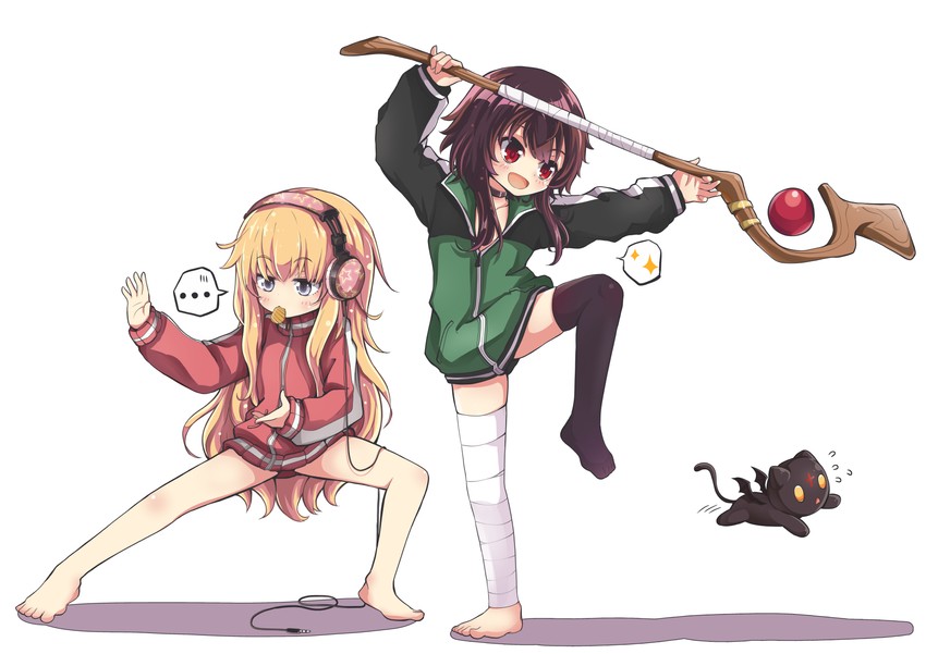 megumin, satou kazuma, chomusuke, and gabriel tenma white (kono subarashii sekai ni shukufuku wo! and 1 more) drawn by xtacy