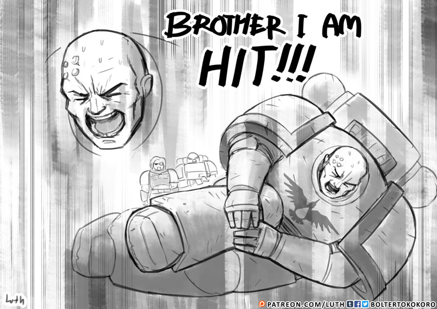 adeptus astartes and cyrus (warhammer 40k) drawn by lutherniel