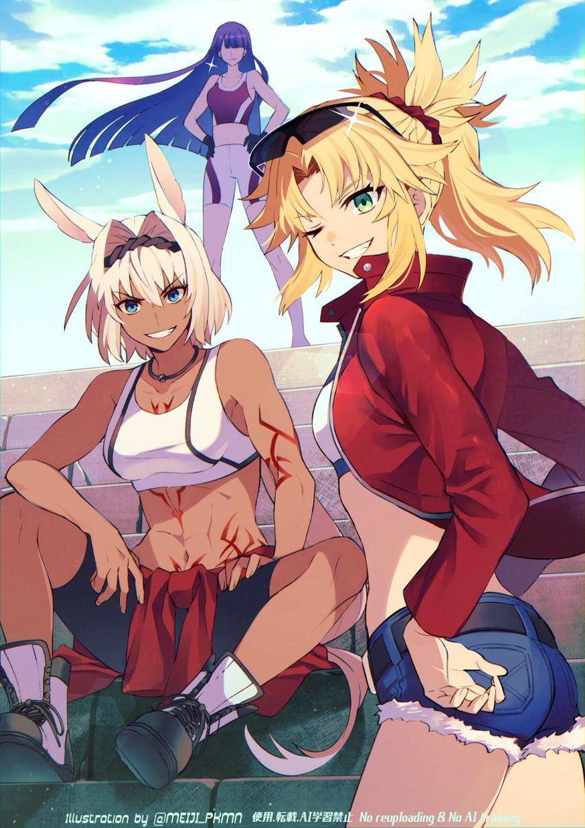 mordred, martha, and caenis (fate and 1 more) drawn by meiji_ken