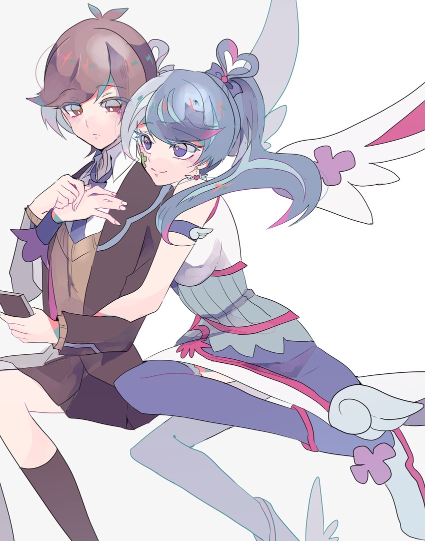zaizen aoi and blue angel (yu-gi-oh! and 1 more) drawn by teketeke_(tasutekete)