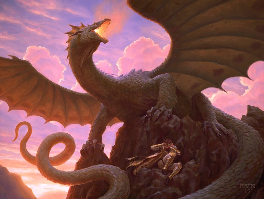 opportunistic dragon (magic: the gathering) drawn by chris_rahn