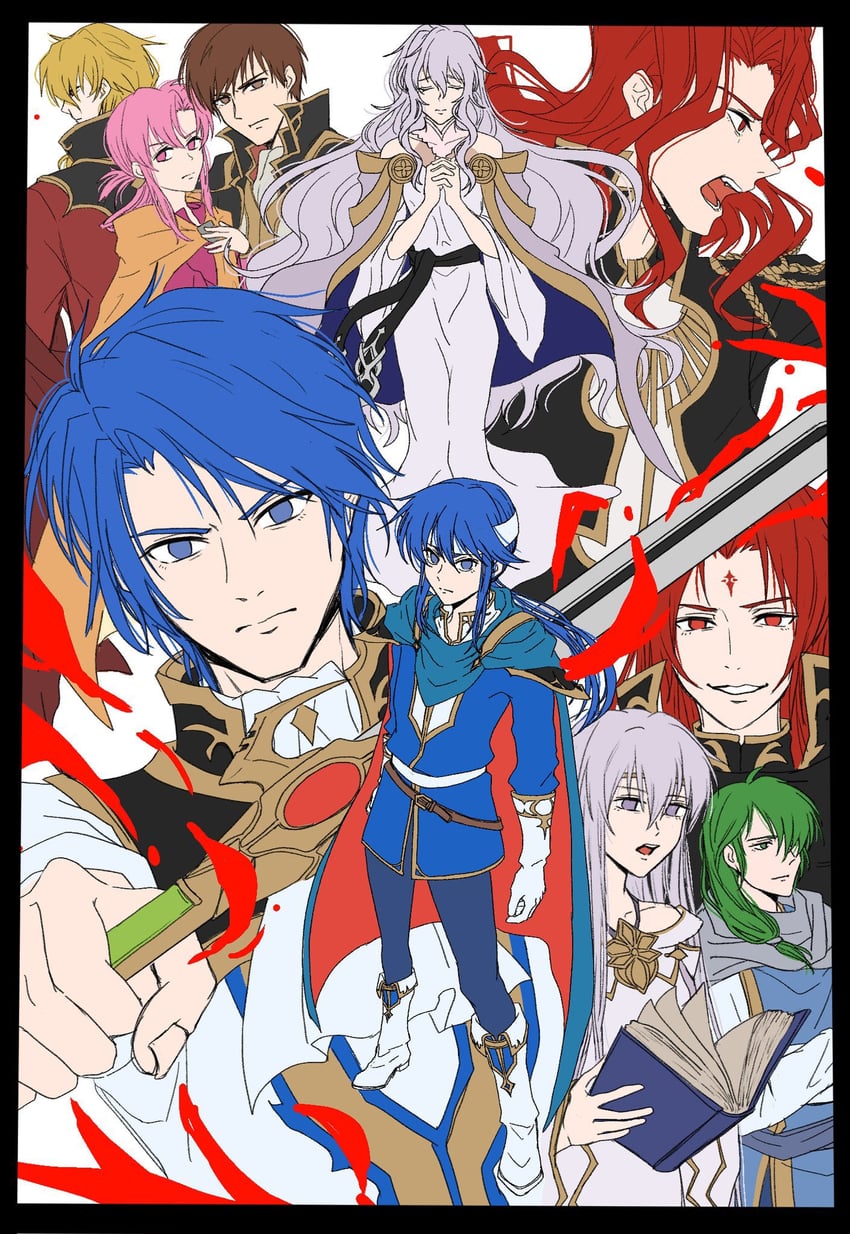 seliph, julia, sigurd, deirdre, ethlyn, and 5 more (fire emblem and 1 more) drawn by sturm_fe_k11