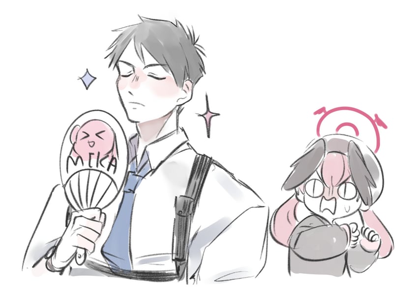 sensei, mika, and koharu (blue archive) drawn by ekoru