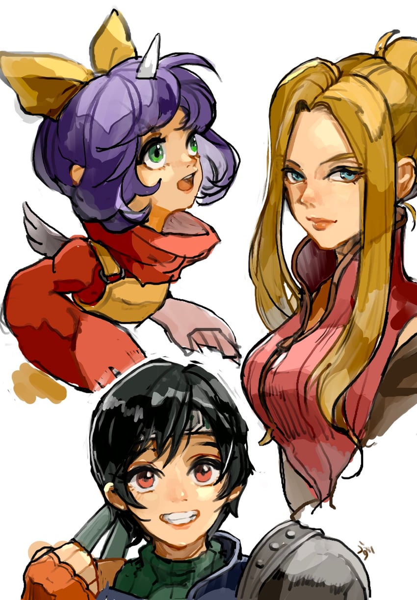 yuffie kisaragi, eiko carol, and quistis trepe (final fantasy and 3 more) drawn by uzutanco