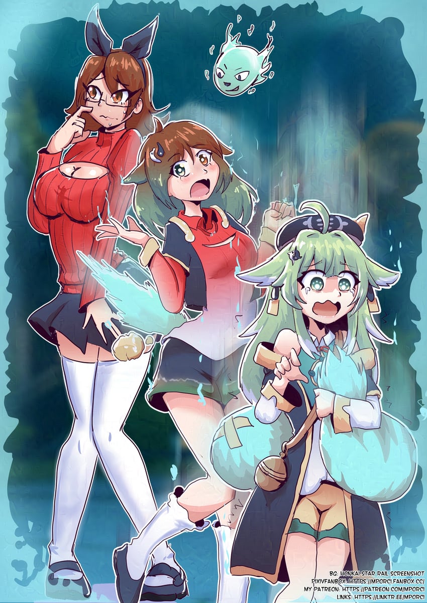 huohuo, tail, heliobus, and morgan (original and 2 more) drawn by mporci