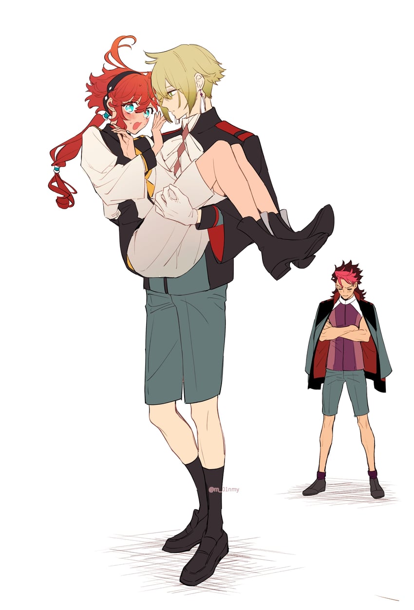 suletta mercury, guel jeturk, and elan ceres (gundam and 1 more) drawn by hinamori_(m_nmy01)