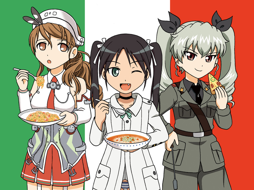 anchovy, francesca lucchini, and littorio (kantai collection and 3 more) drawn by hoshino_banchou