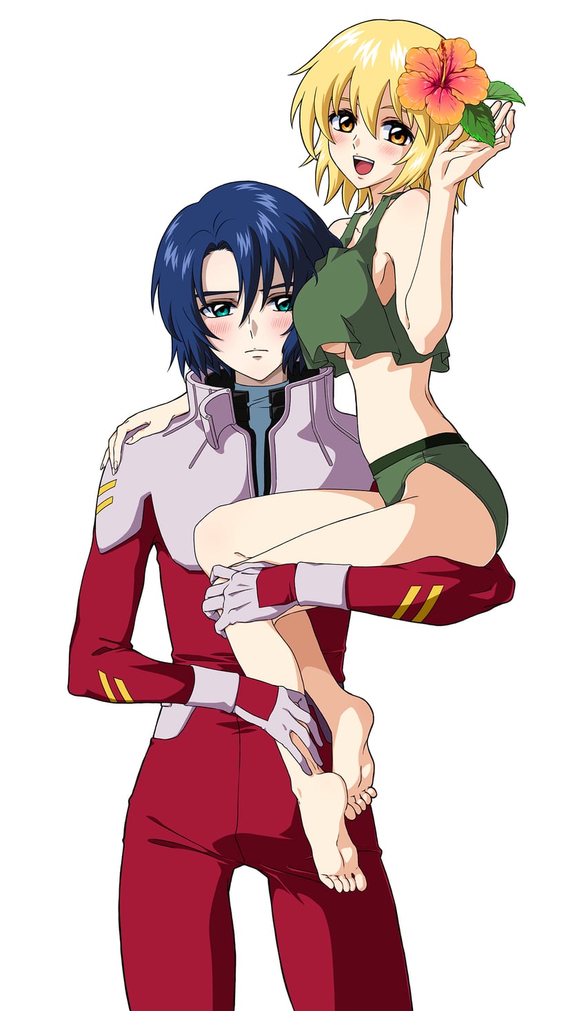 cagalli yula athha and athrun zala (gundam and 1 more) drawn by saeka
