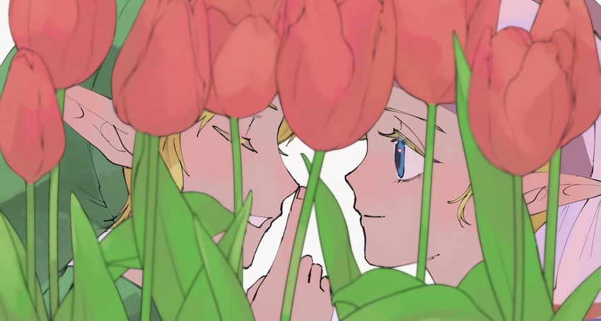 link, princess zelda, young link, and young zelda (the legend of zelda and 1 more) drawn by yamori_(yamoooon21)