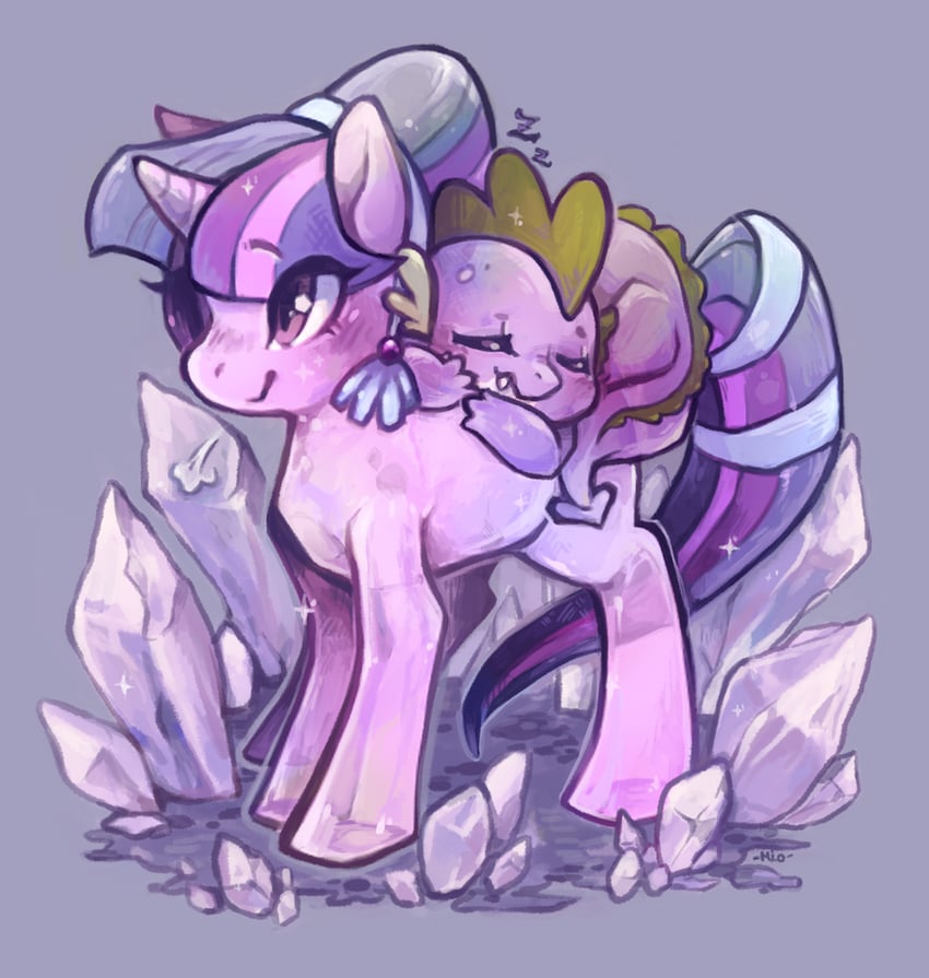 twilight sparkle and spike (my little pony and 1 more) drawn by mi-eau