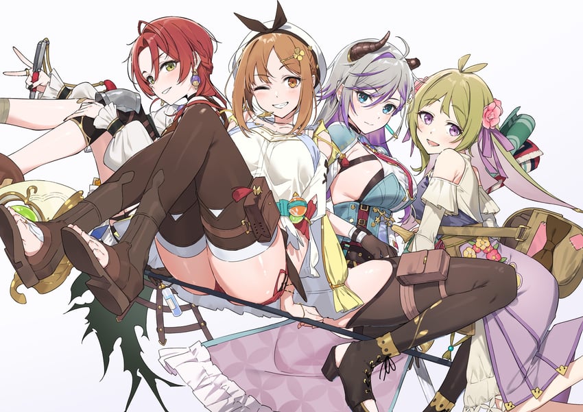 reisalin stout, valeria, heidi, and flocke cerha (atelier and 3 more) drawn by hayashi_kewi