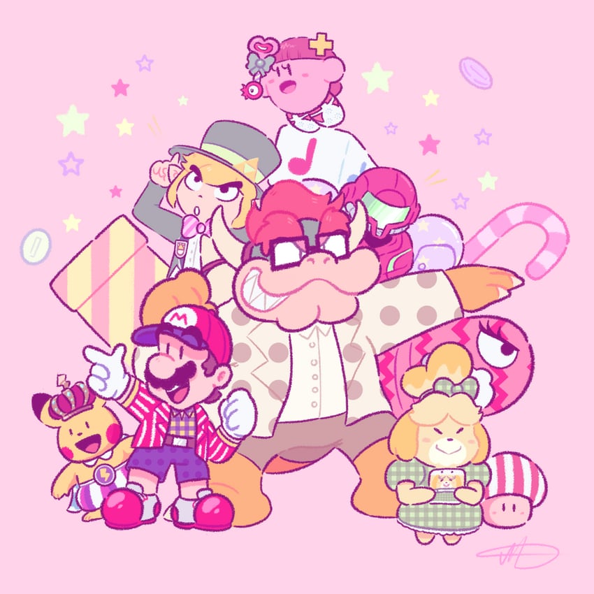 link, pikachu, kirby, samus aran, mario, and 5 more (pokemon and 7 more) drawn by jradical2014