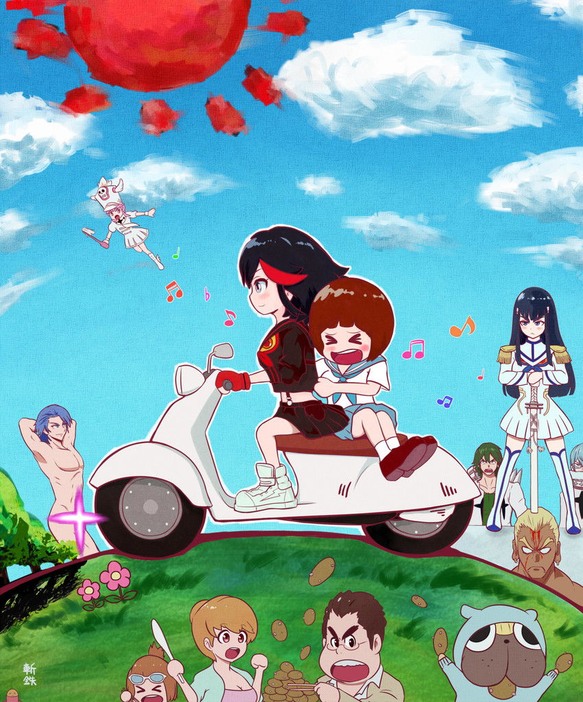 matoi ryuuko, senketsu, kiryuuin satsuki, mankanshoku mako, junketsu, and 9 more (kill la kill) drawn by gimanyu