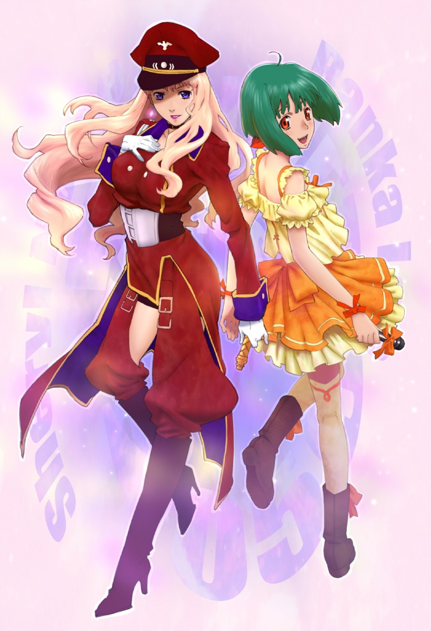 sheryl nome and ranka lee (macross and 1 more) drawn by pandaun
