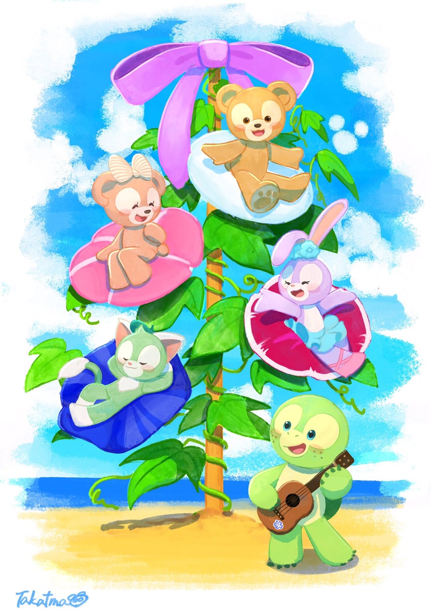 duffy the disney bear, shelliemay, stellalou, gelatoni, and olu mel (duffy and friends) drawn by takatmaorange