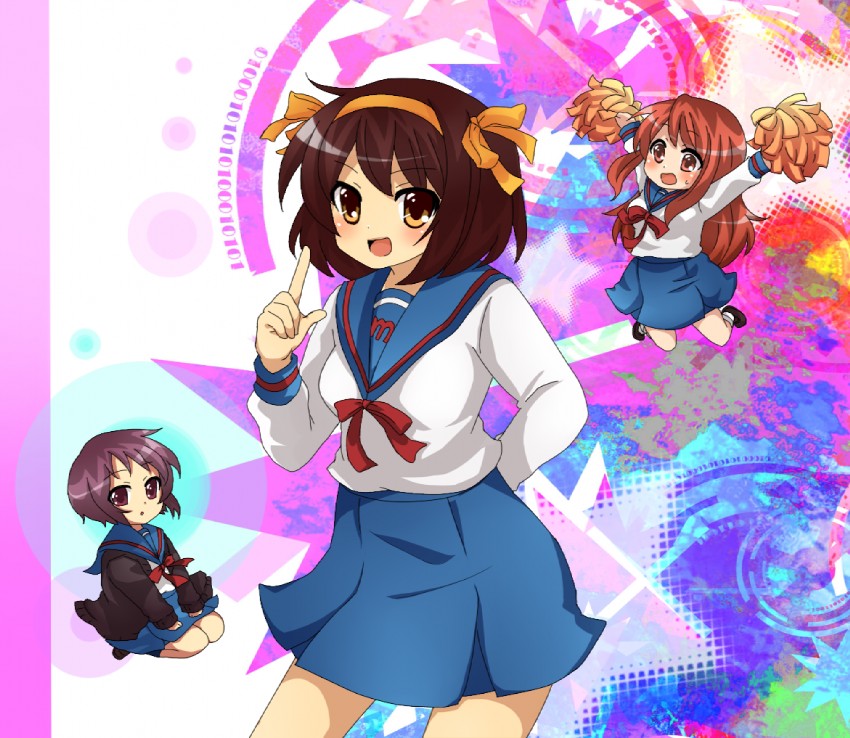 suzumiya haruhi, nagato yuki, and asahina mikuru (suzumiya haruhi no yuuutsu) drawn by earl_grey