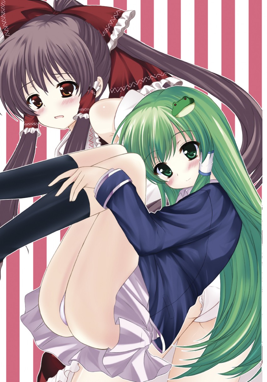 hakurei reimu and kochiya sanae (touhou) drawn by nagatsuki_rio