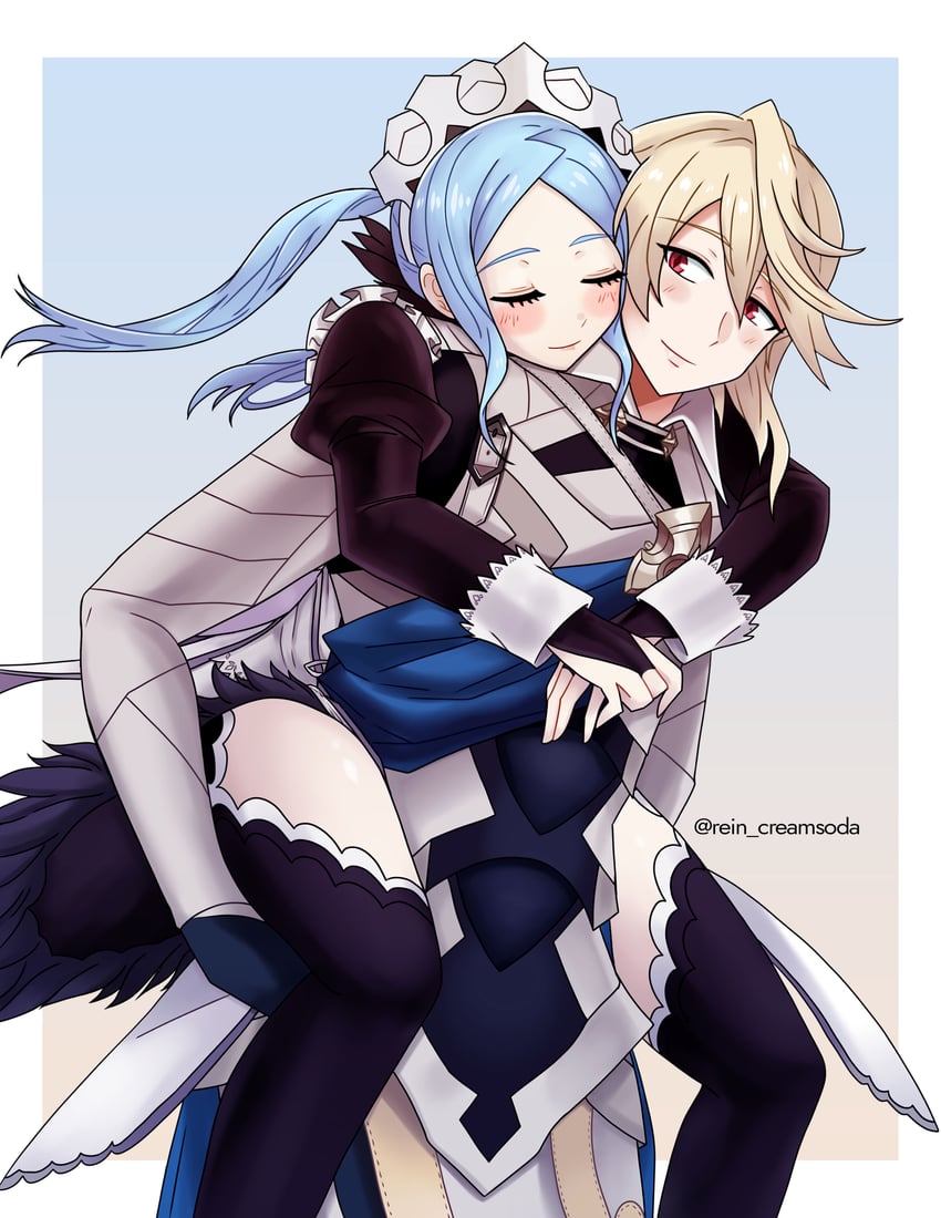 male corrin and flora (fire emblem and 1 more) drawn by rein_creamsoda