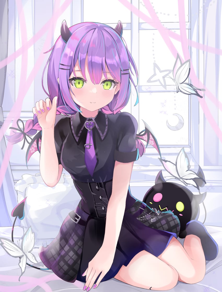 tokoyami towa and bibi (hololive) drawn by nekopurin_(nyanko_prin)