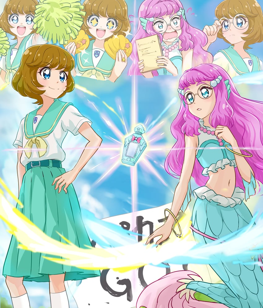 laura la mer and ichinose minori (precure and 1 more) drawn by ken_akai
