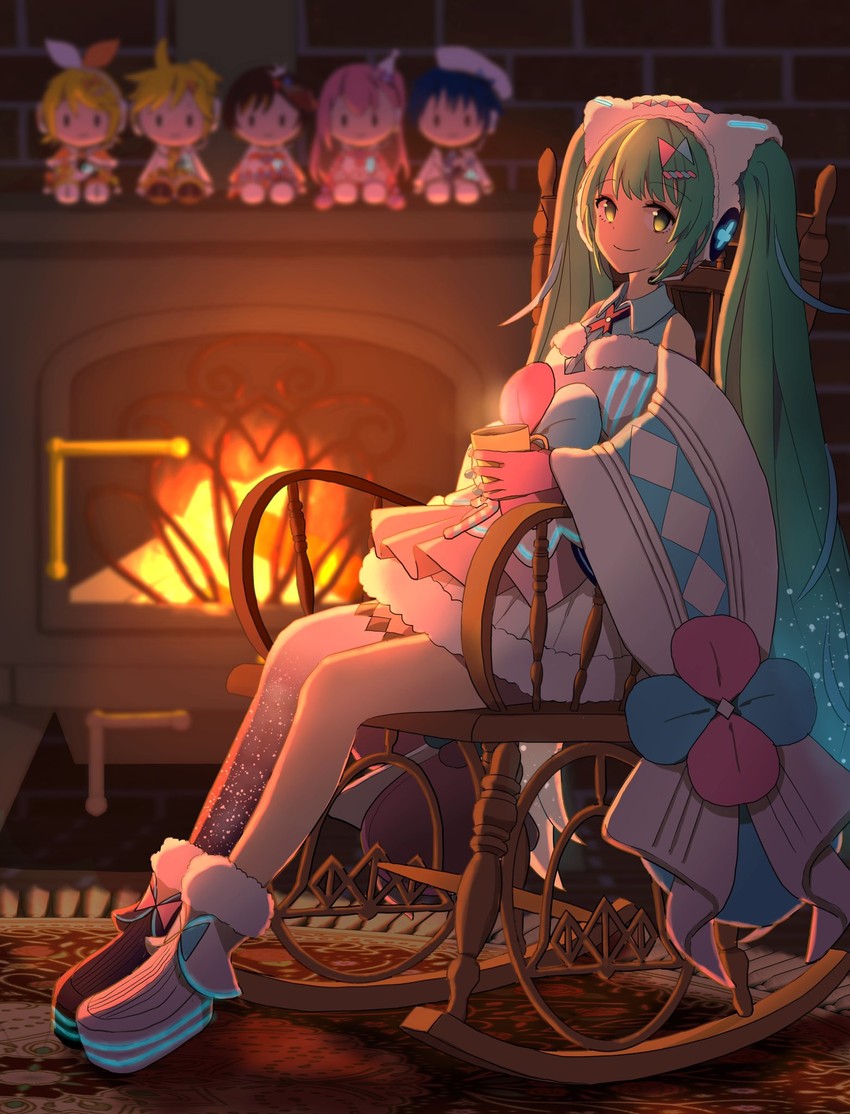 hatsune miku, kagamine rin, kagamine len, megurine luka, kaito, and 7 more (vocaloid and 1 more) drawn by macha_3939