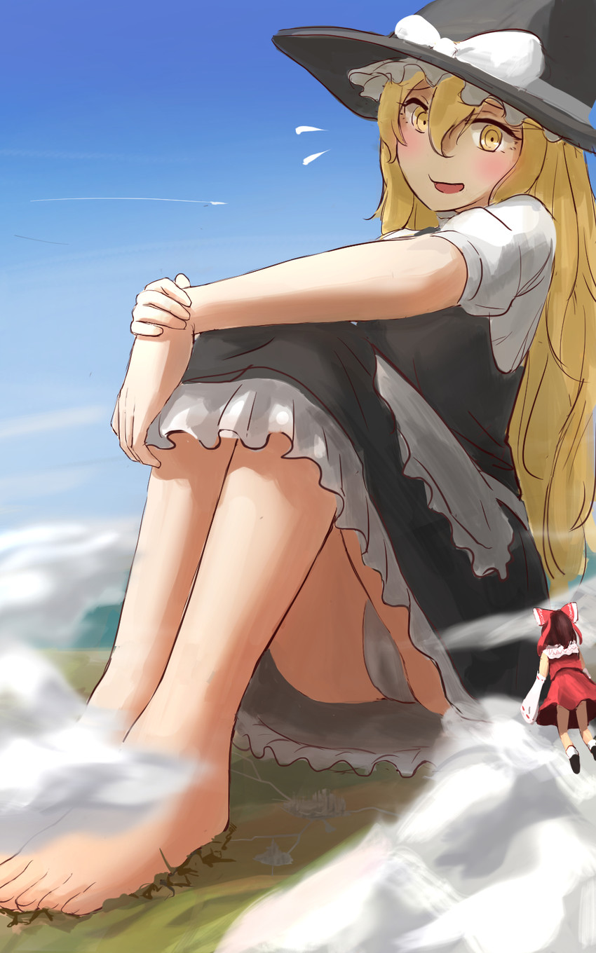 hakurei reimu and kirisame marisa (touhou) drawn by uru_(uru0000)