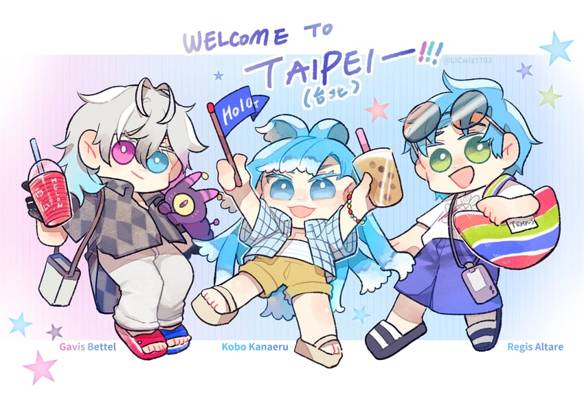 kobo kanaeru, gavis bettel, regis altare, and phantom (hololive and 3 more) drawn by licwiz_1103