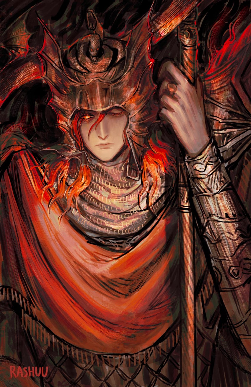 messmer the impaler (elden ring and 1 more) drawn by rashuu